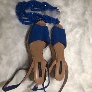 Royal Blue Cork Heel Sandal by Ann Taylor